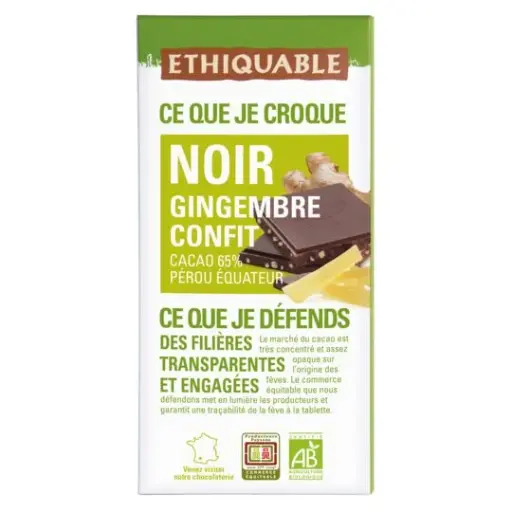 Chocolat noir gingembre confit